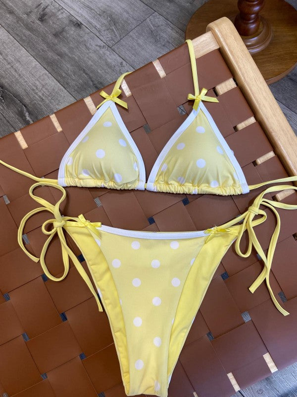 yellow polka dot bikini set