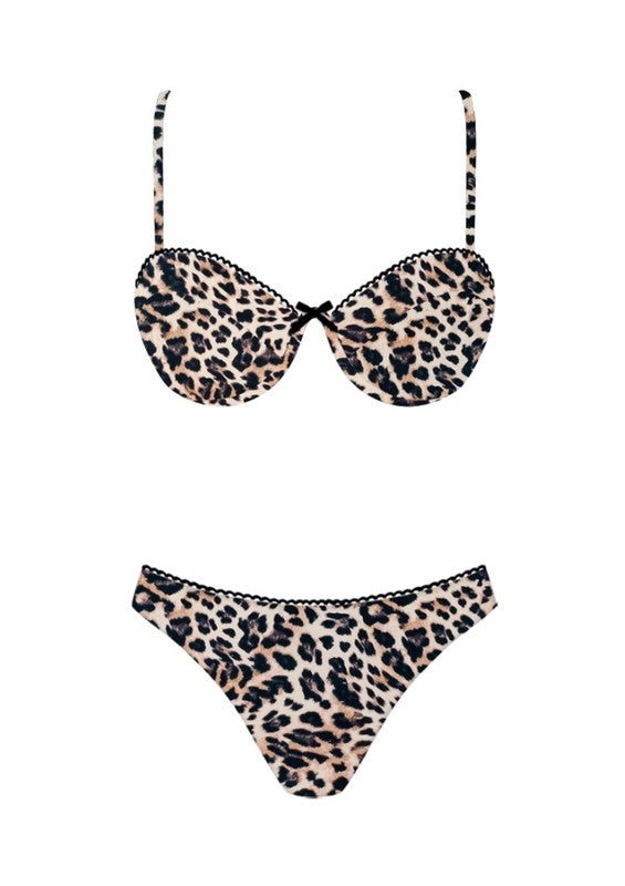 leopard underwire  bikini set