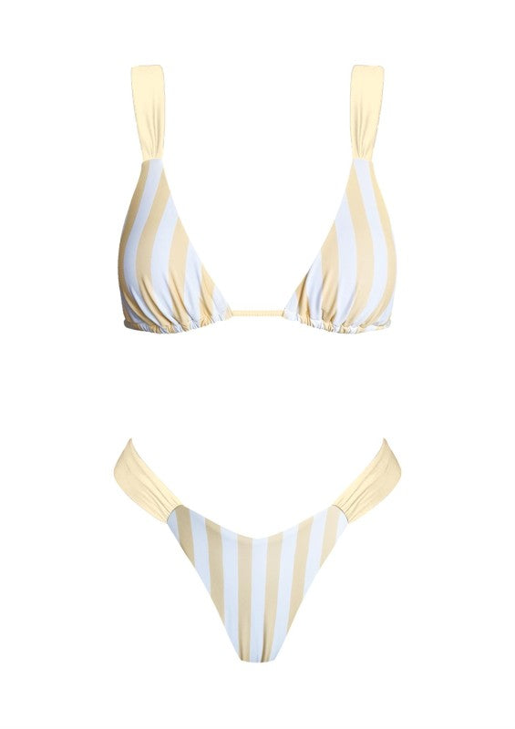 coco bikini set yellow stripe
