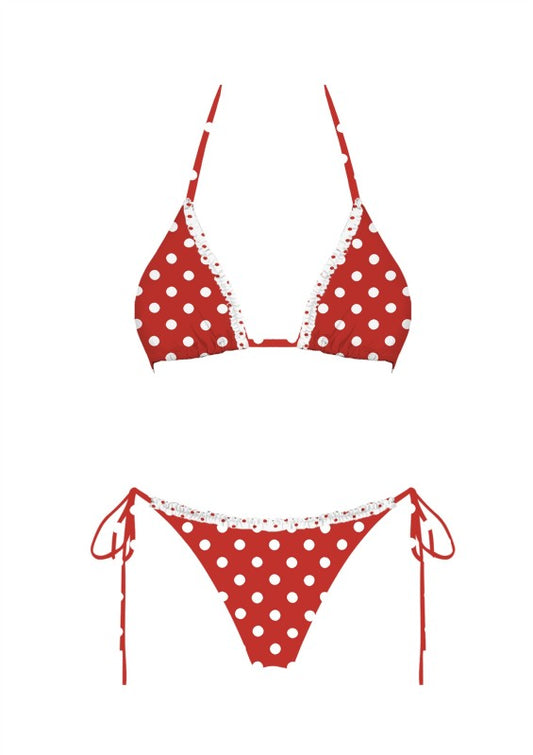 red polka dot bikini set